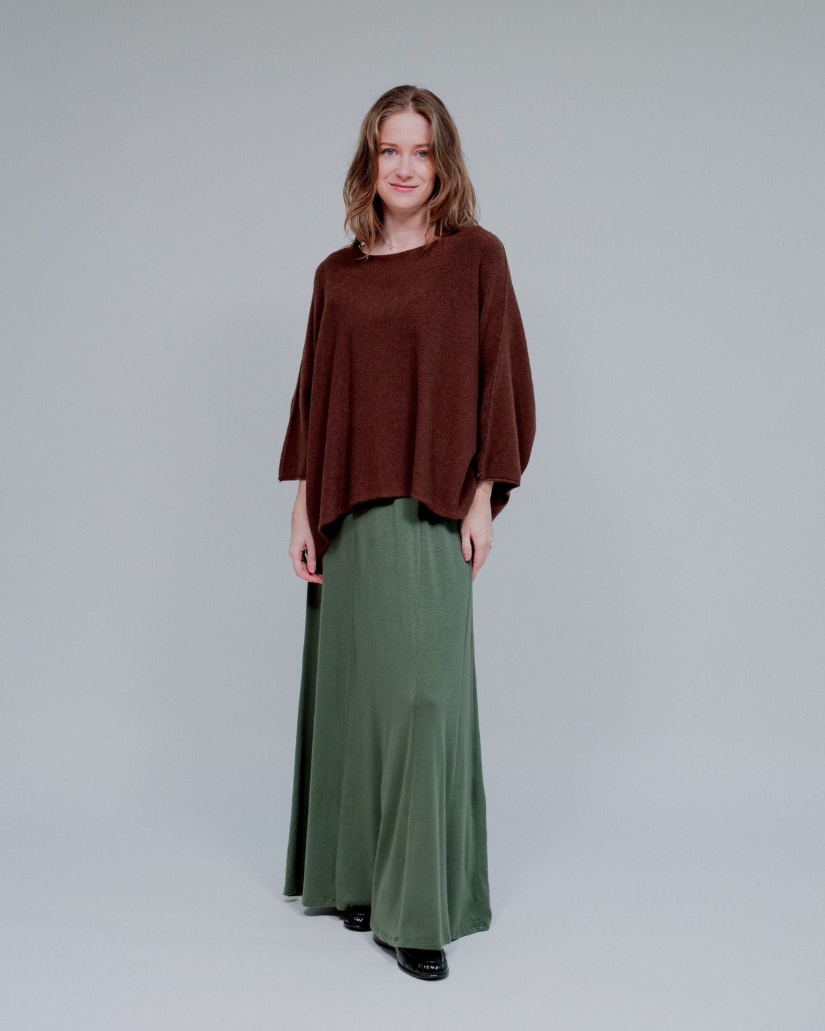 Boxy Short Sleeve Sweater in Coco_Front