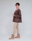 Wide Neck Extended Sleeve Top in Coco_Side