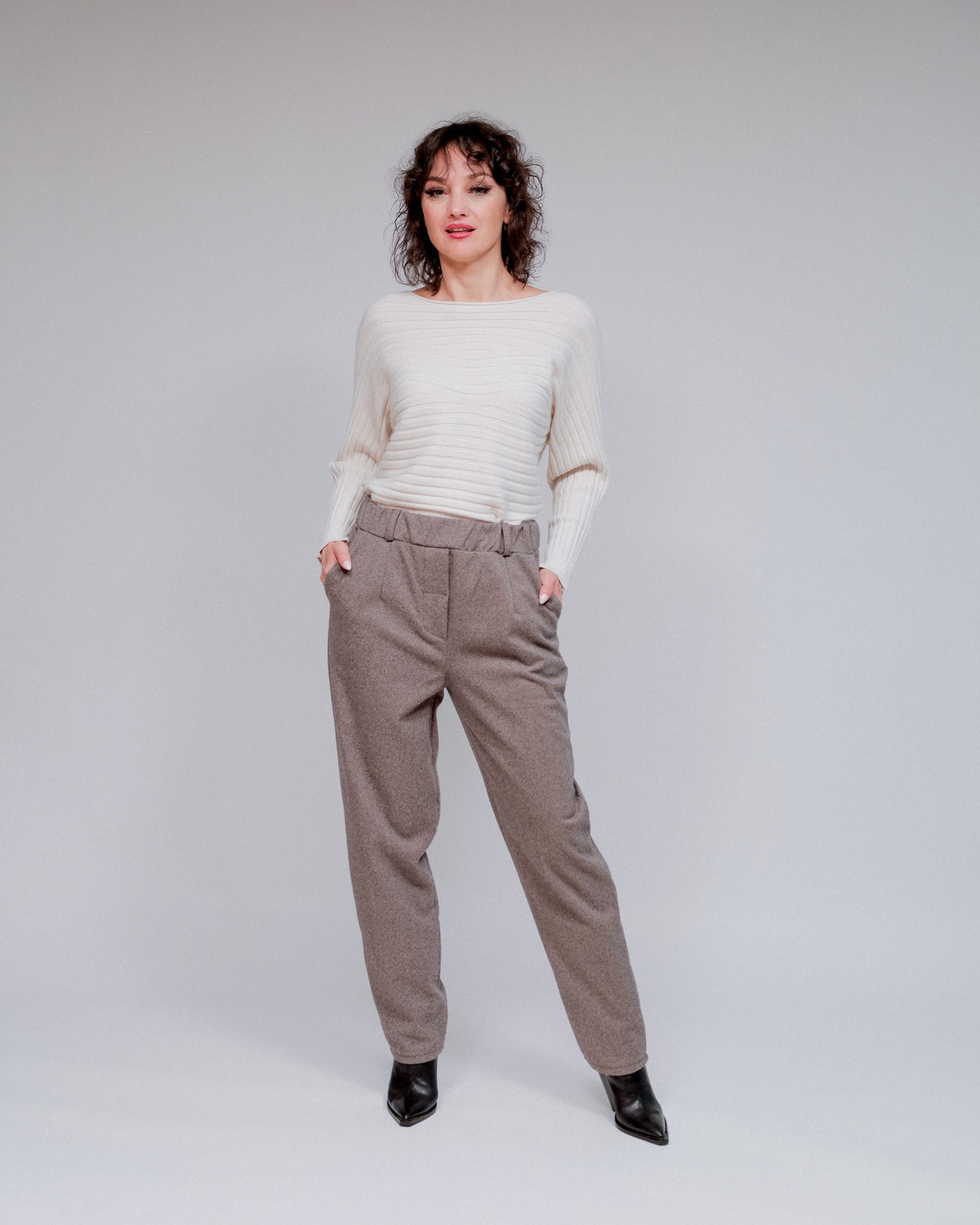 Horizontal Lines Sweater in Ivory_Front