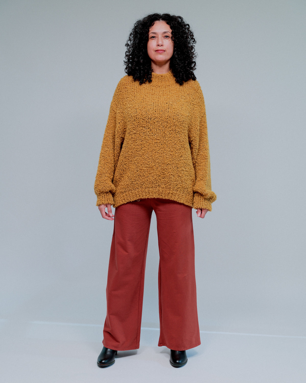 Popcorn Knit Sweater in Pumpkin_Front