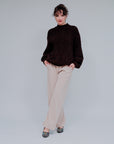Popcorn Knit Sweater in Coco_Front