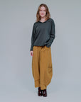 4 Pocket Tapered Hem Pants in Mustard_Front