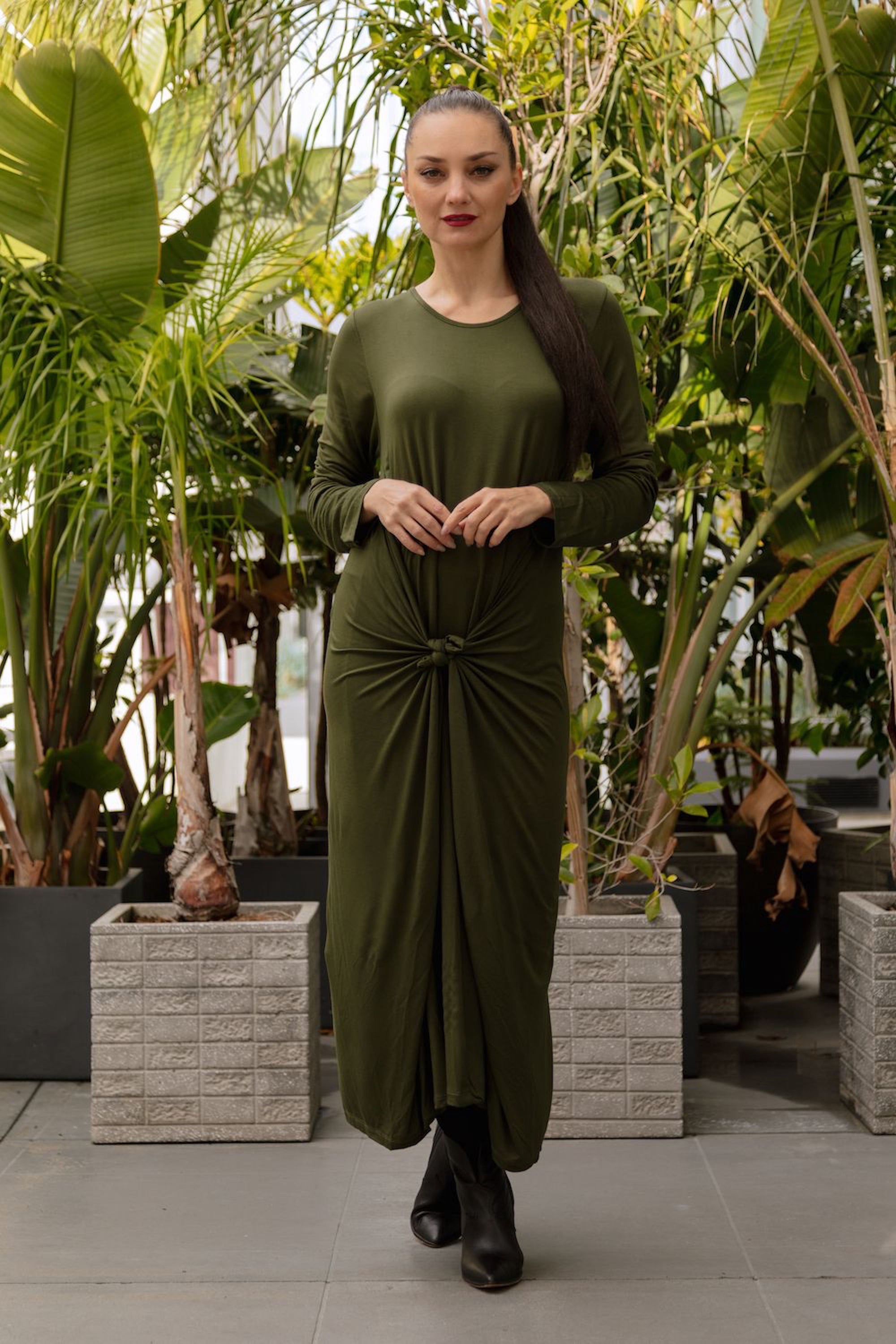 Kourtney Kielo Dress in olive 