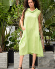 Cowl Neck Dress in lime