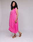 Hem Detail Soft Side Dress Fuchsia Side