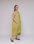 Hem Detail Soft Side Dress Moss Side
