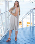 Curve Hem Henley Dress Sand Front