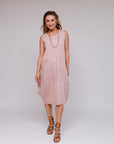 Sleeveless Bubble Dress Pink Front
