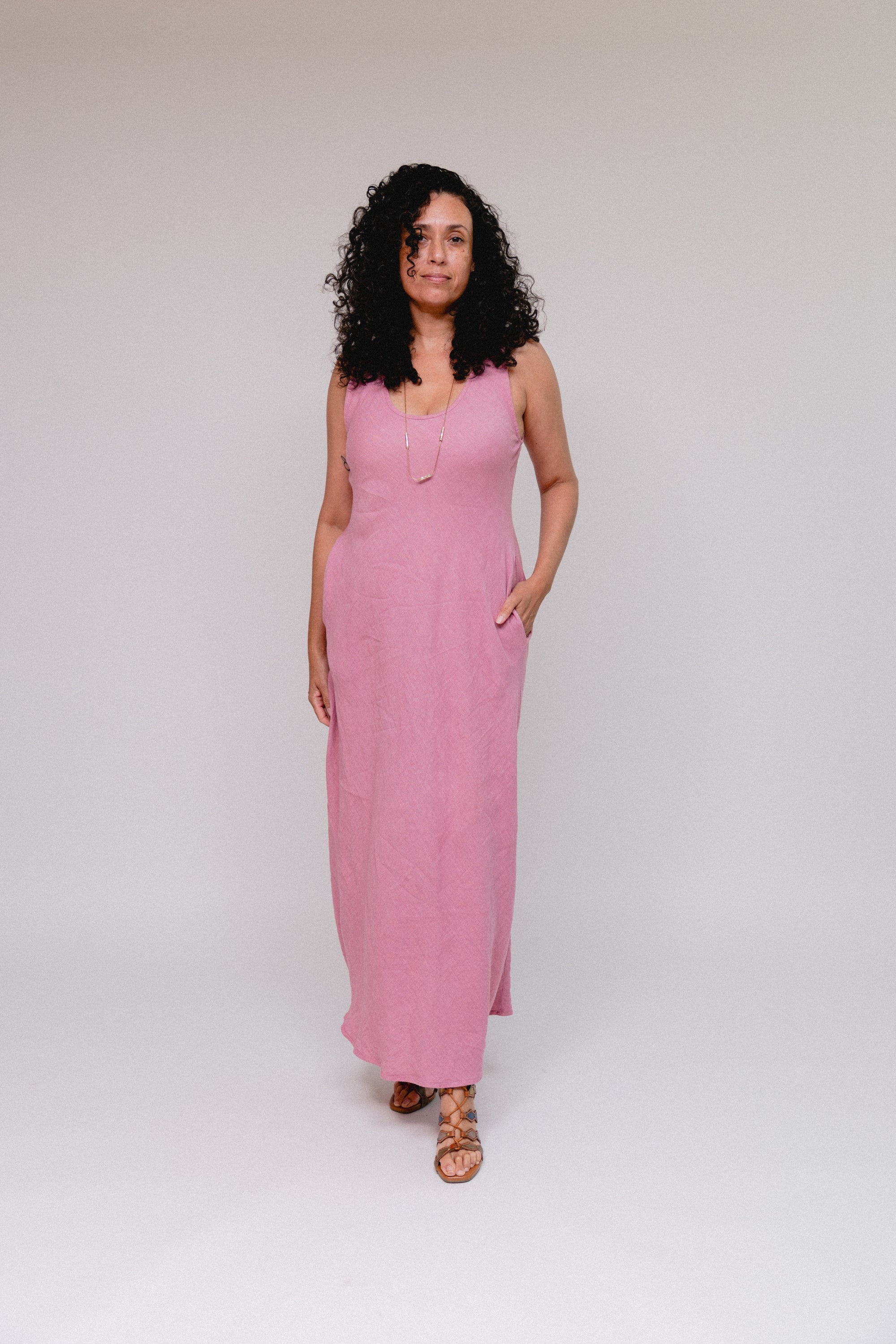 Sleevless Fir &amp; Flair Maxi Dress Berry Front