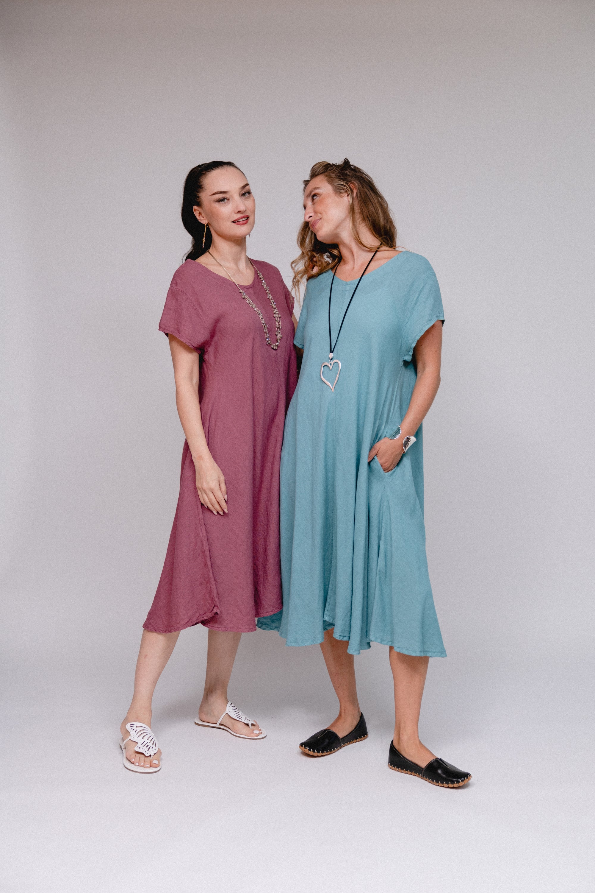Fit & Flair Dress Berry and Seablue Front
