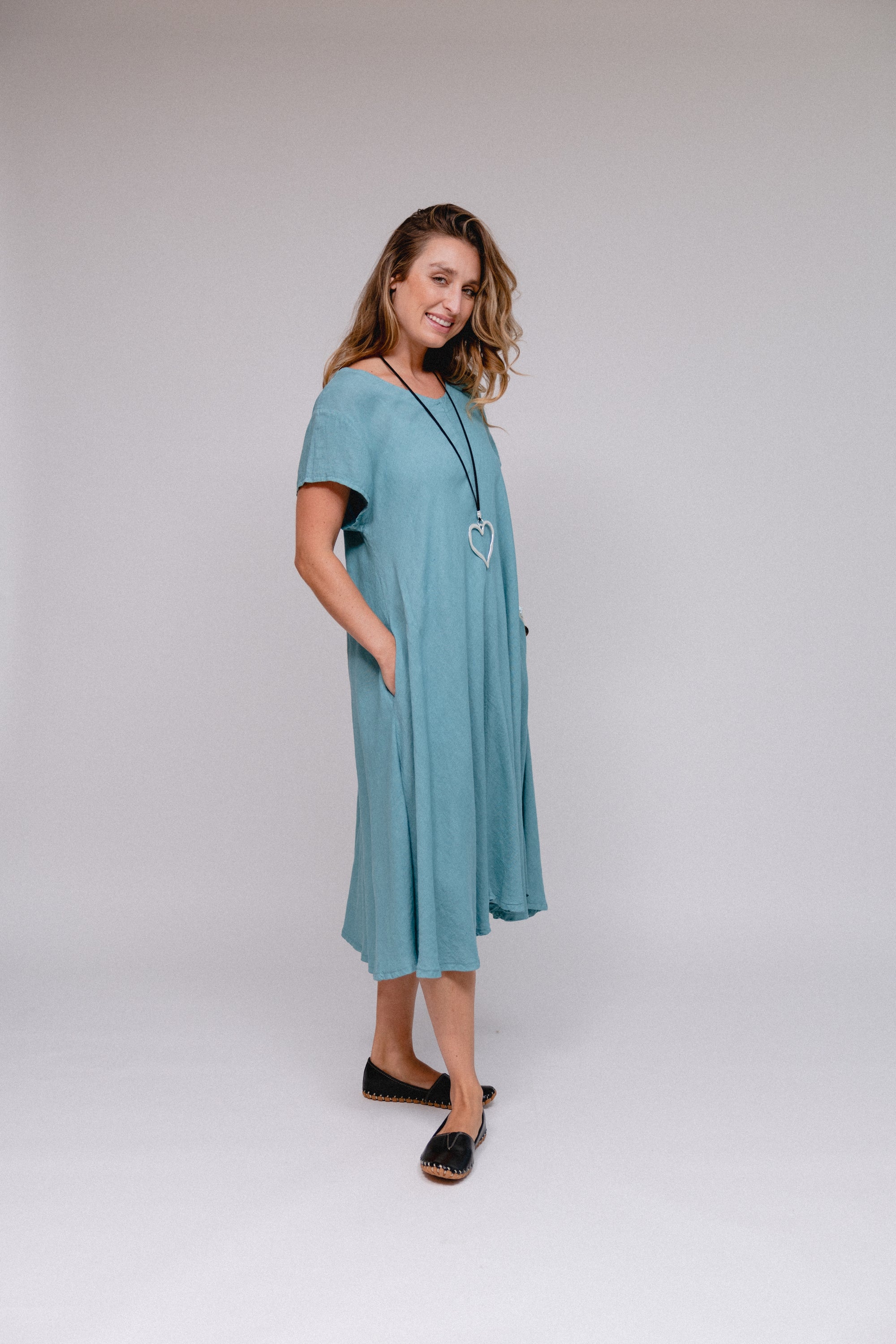 Fit & Flair Dress Seablue Front