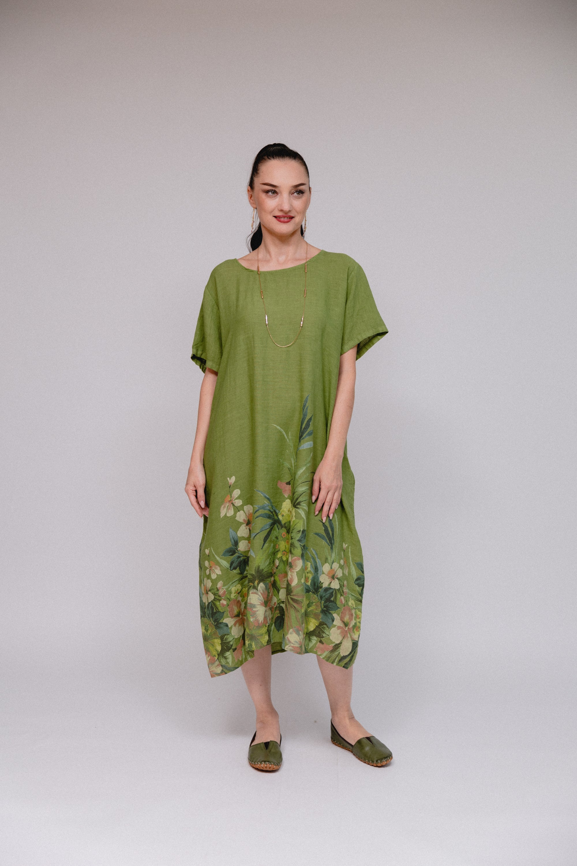 Floral Print Maxi Dress Kiwi Front