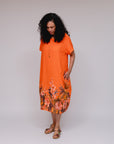 Floral Print Maxi Dress Orange Front
