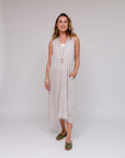 V-Neck Racer Back Dress Sand Front