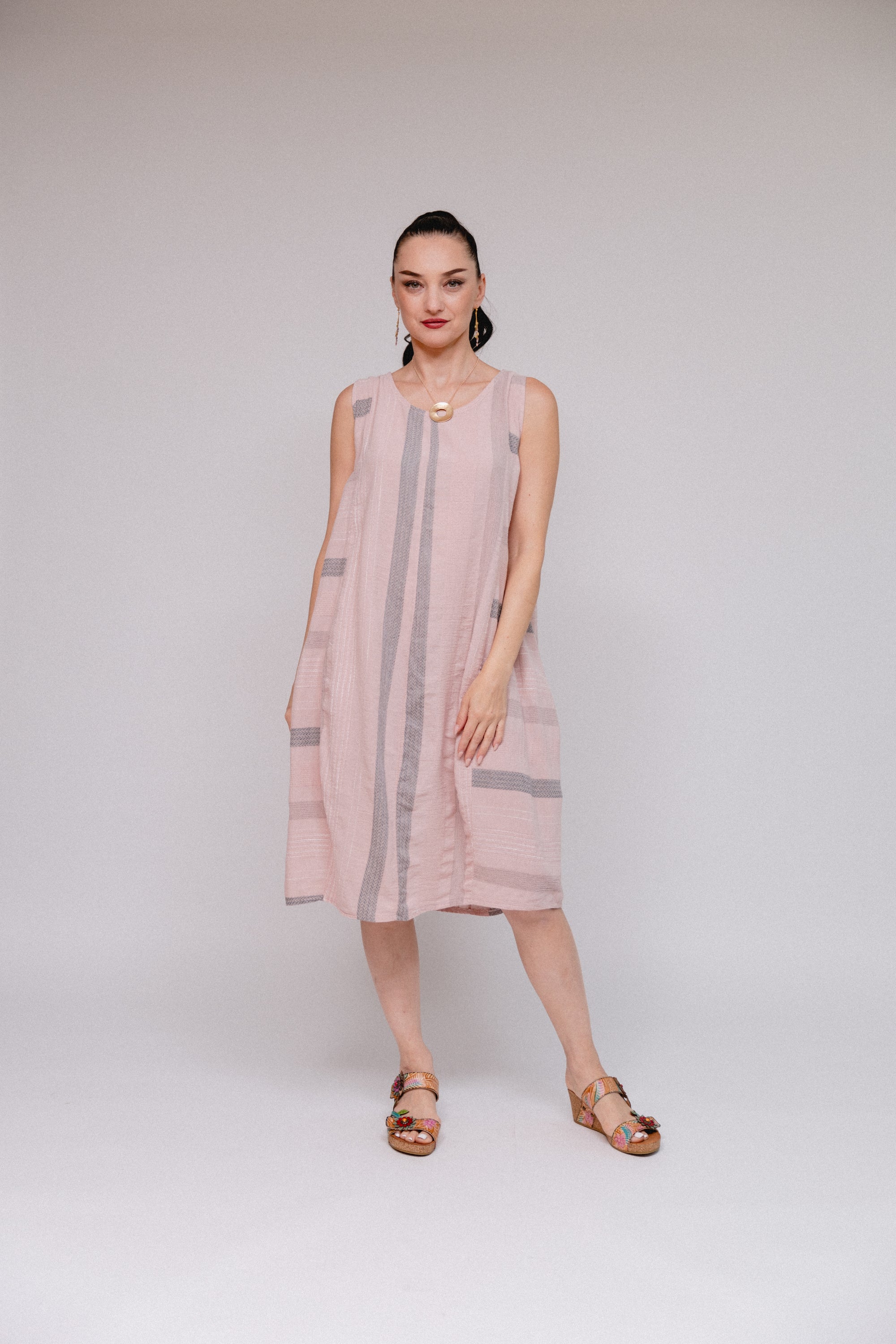Stripe Bubble Dress Pink Front
