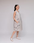 Stripe Bubble Dress Sand Side