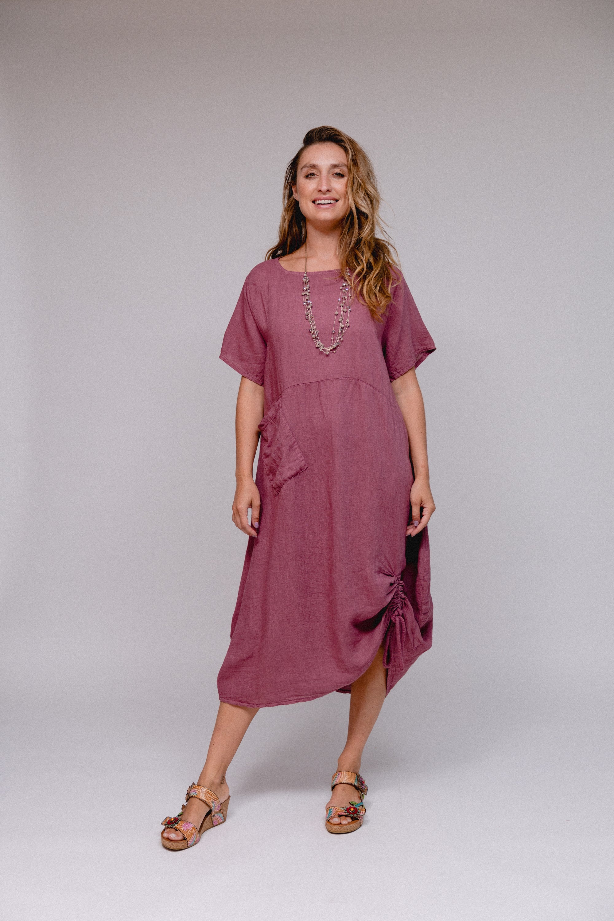 Ruched Front Dress Berry Front