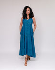 Thin Strap Button Sundress Teal Front