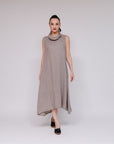 Cowl A-Line Hem Dress Taupe Front