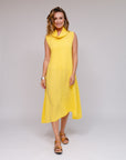 Cowl A-Line Hem Dress Yellow Front