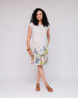 Cap Sleeve Floral Hem Dress Sand Front
