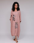 Patch l Print on Parallel Maxi Dress Pink Front