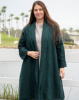 Alana Linen Shawl Jacket in kelly 