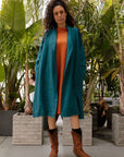 Alana Linen Shawl Jacket in teal 