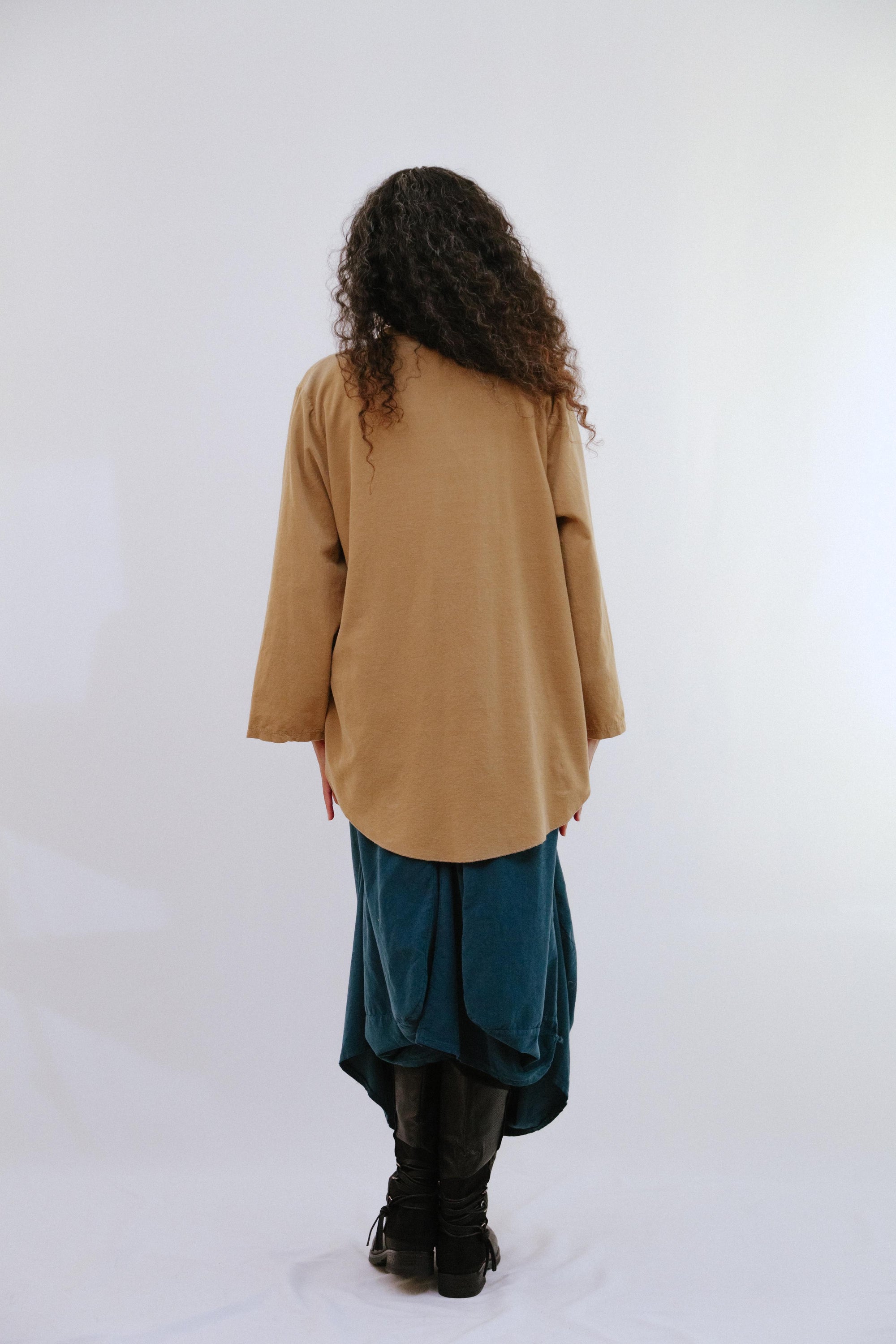 Regular Drape Cardigan in Sand_Back