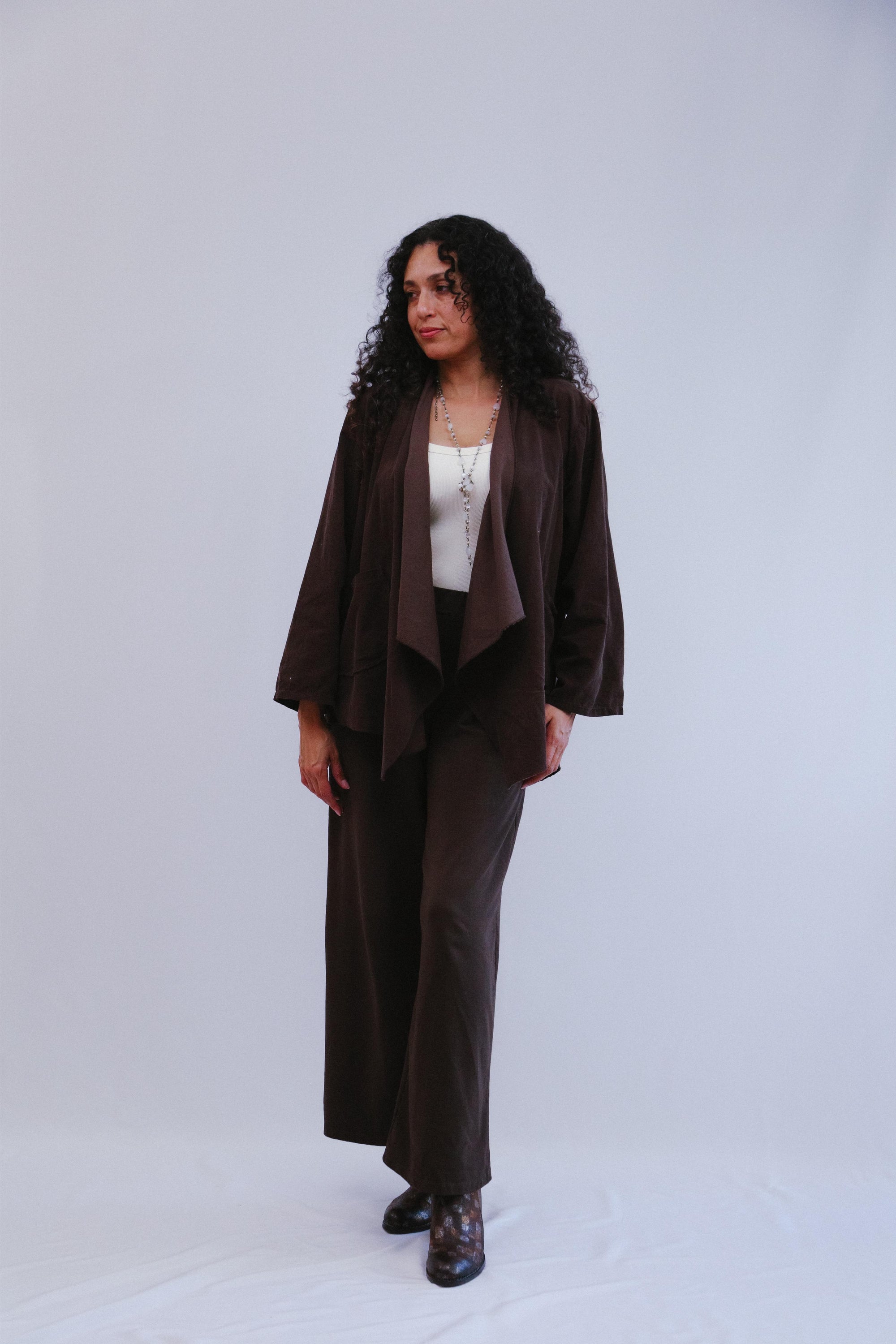 Regular Drape Cardigan in Coco_Front