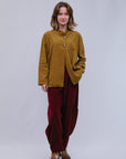 2 Button Long Sleeve Top in Camel_Front