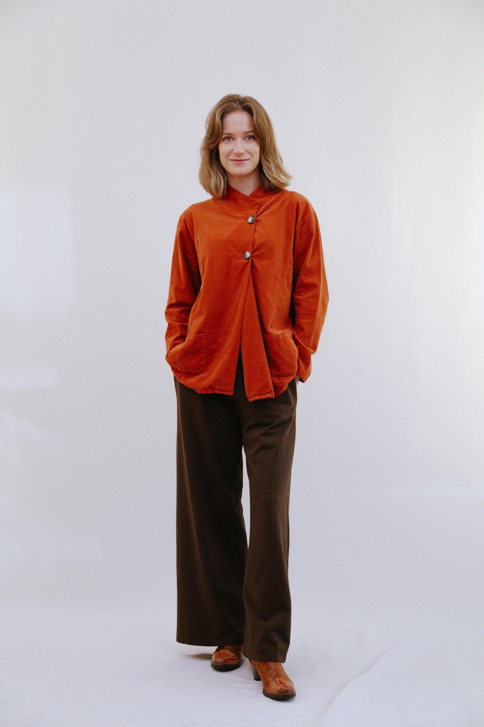 Wide Collar Jacket in Terra_Front