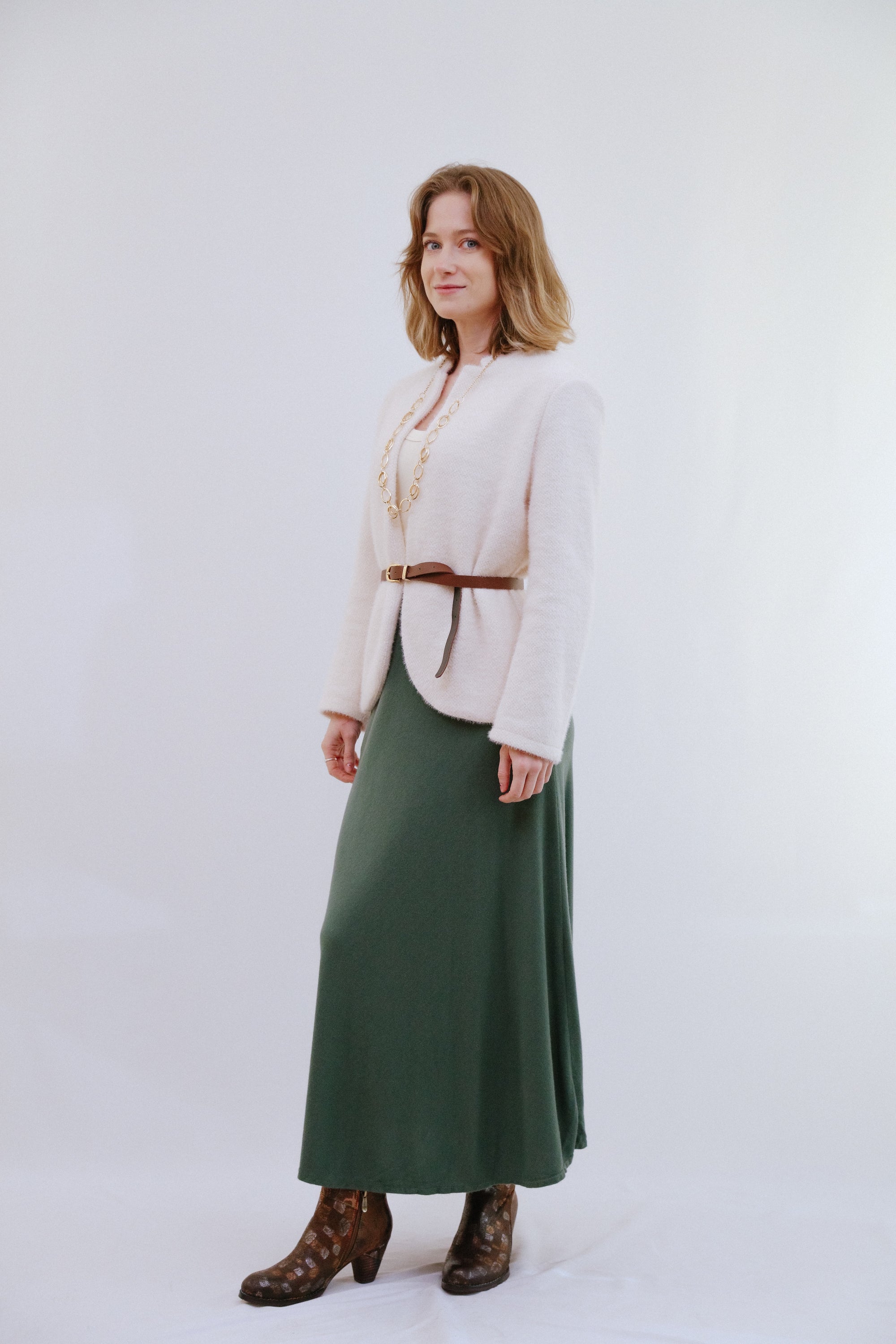 Saga Open Jacket in Ivory Side View