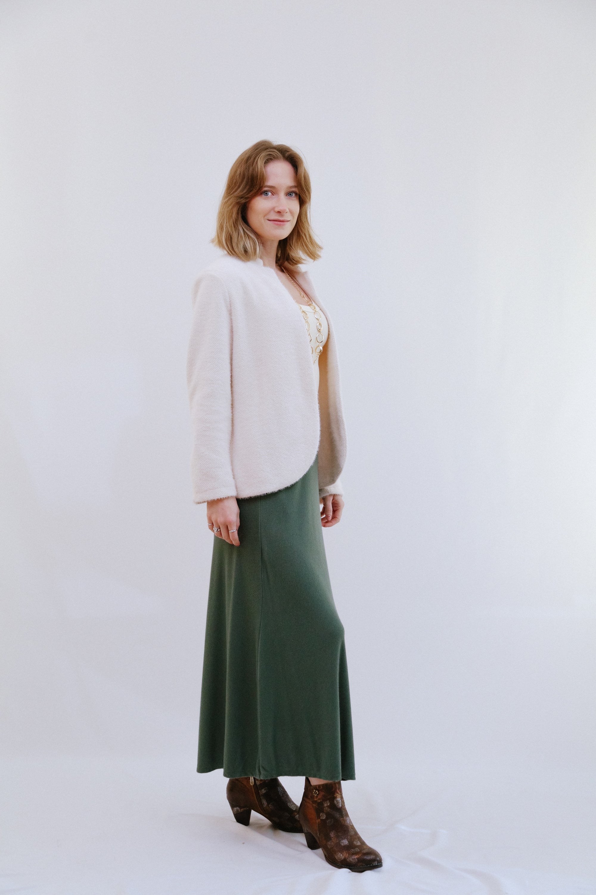 Saga Open Jacket in Ivory Side View