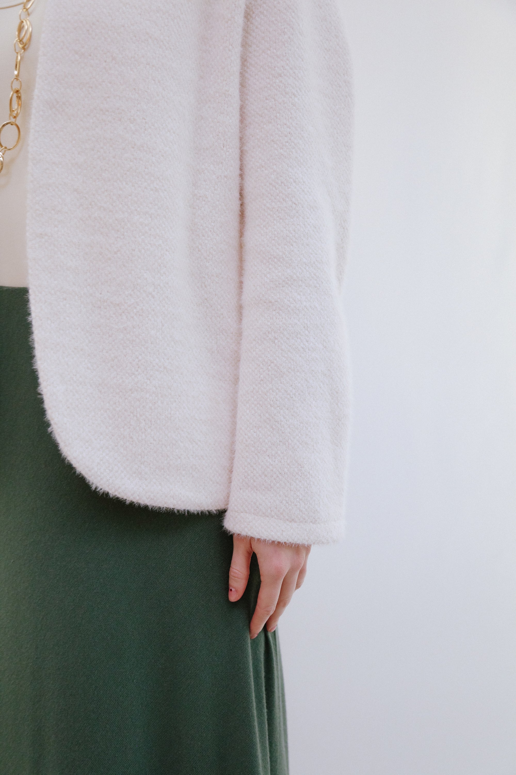 Saga Open Jacket in Ivory Sleeve Detail