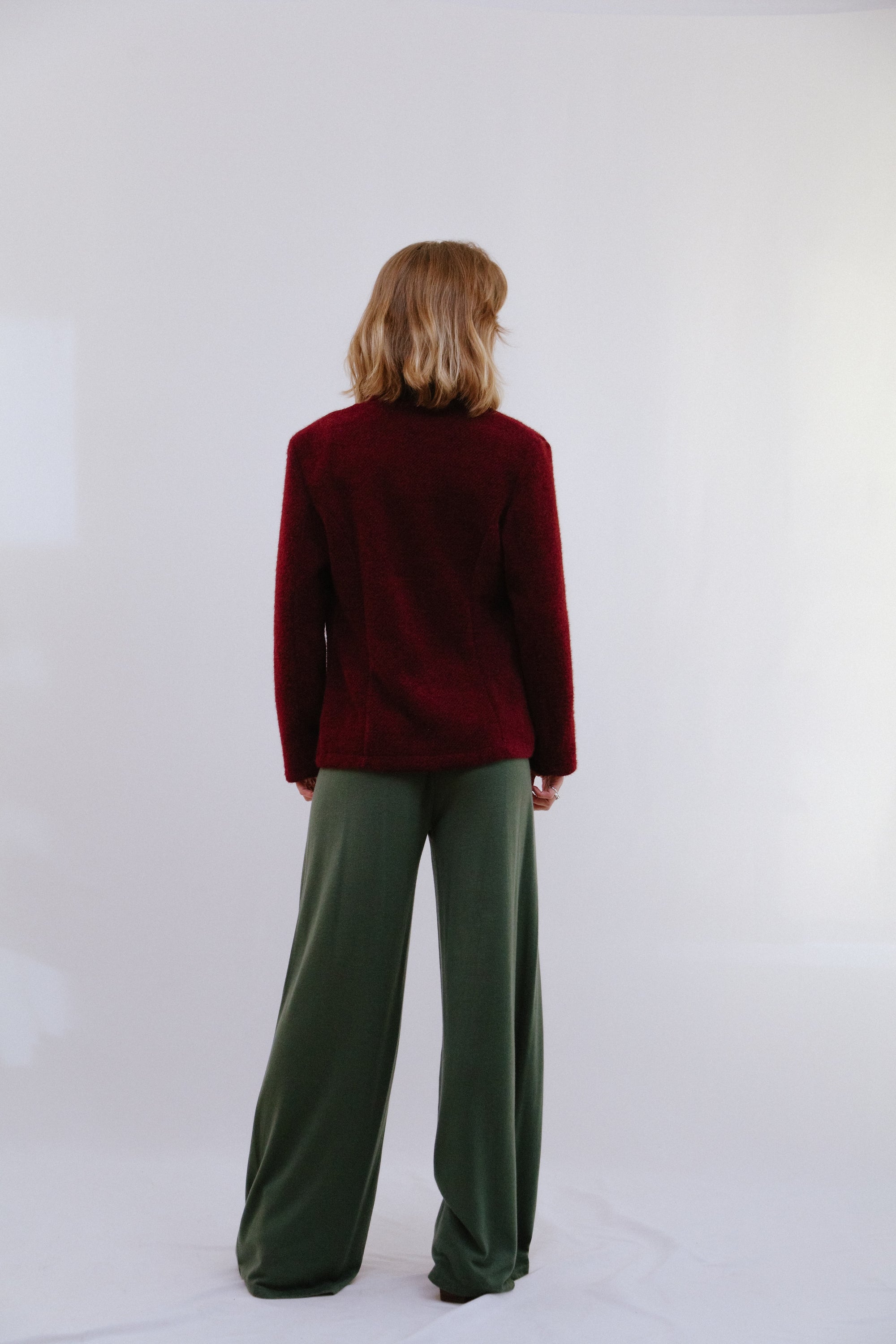 Saga Open Jacket in Wine Back View