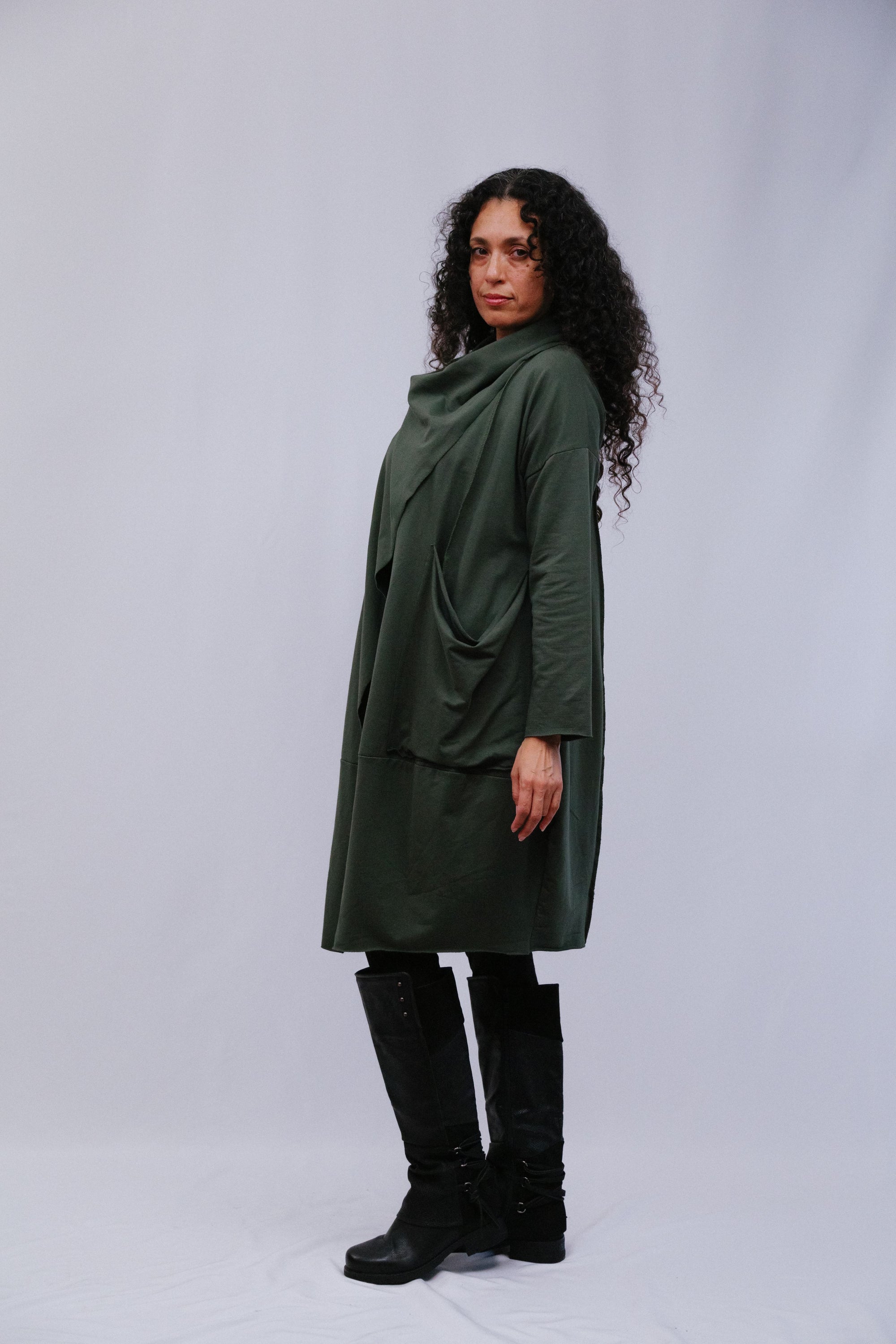 Scarf Sweater in Olive_Side