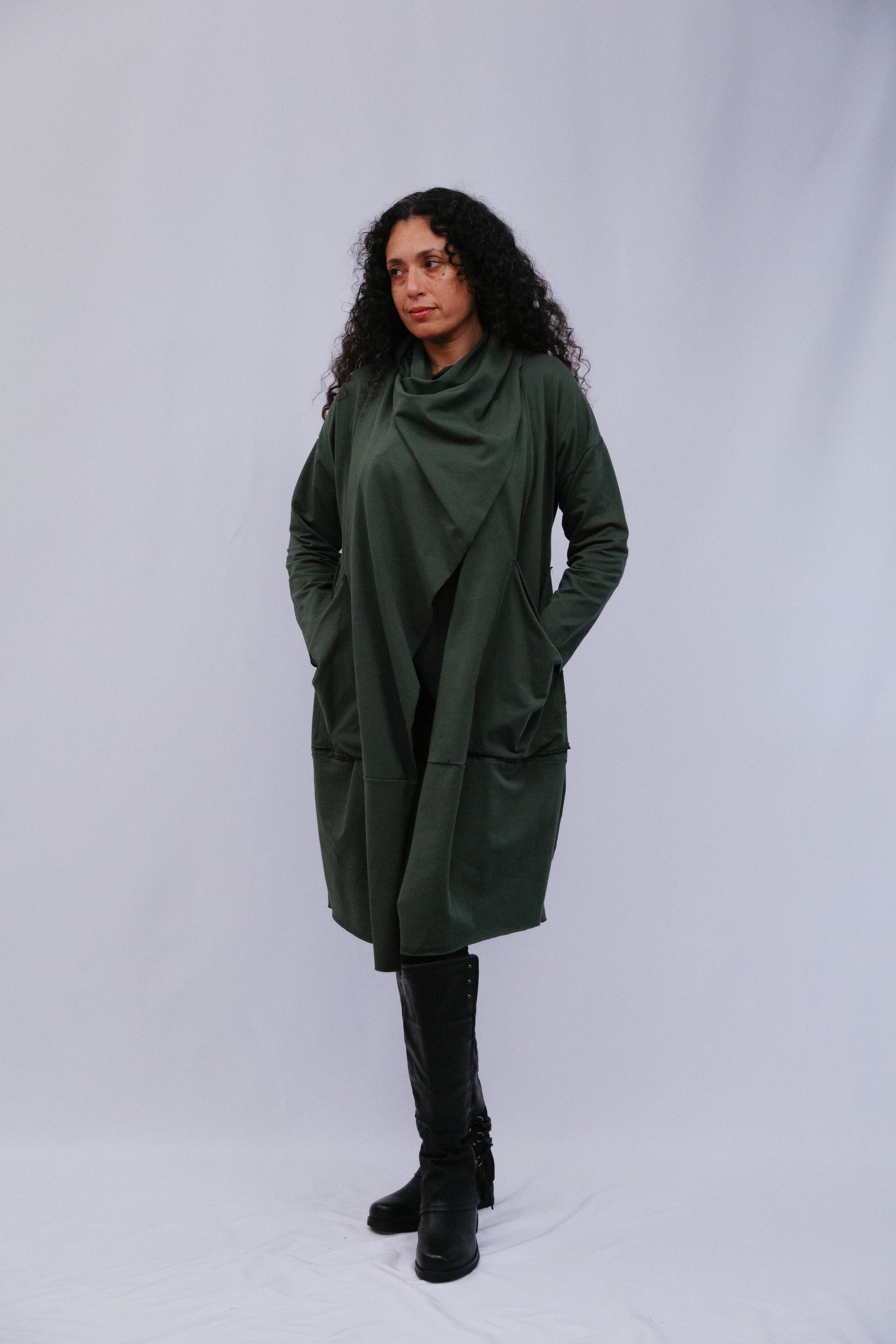 Scarf Sweater in Olive_Front