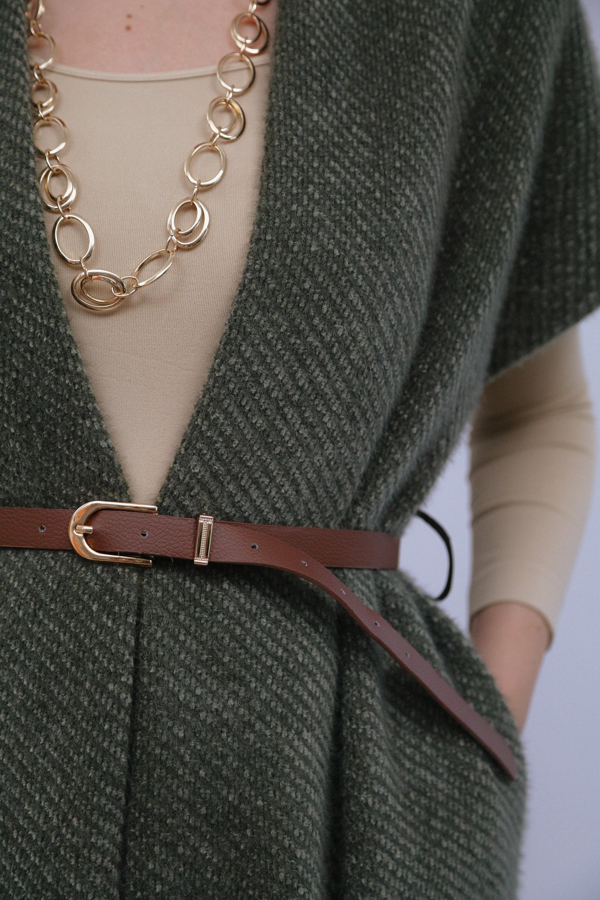 Velted Vest in Heather_Detail