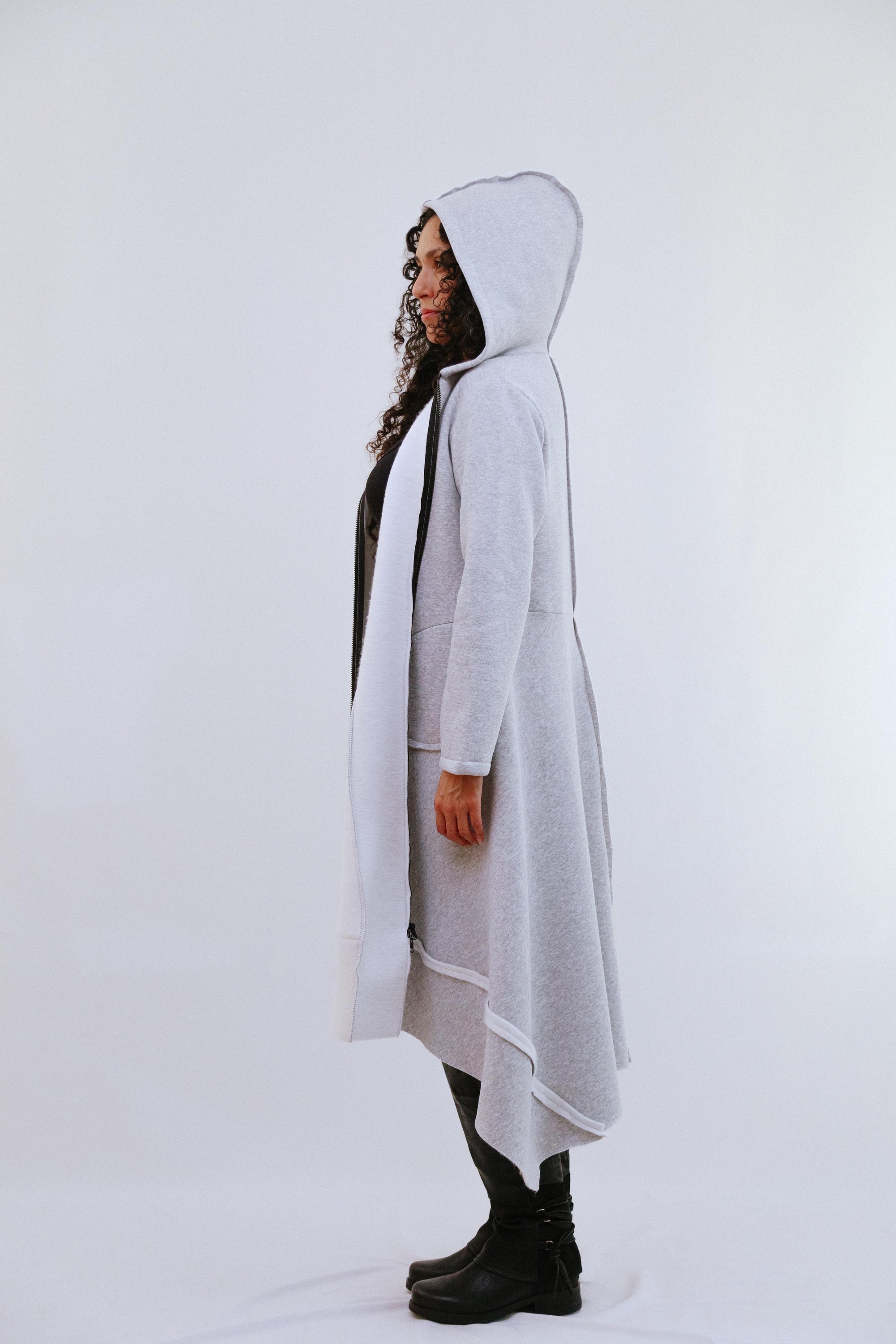 Zip Long Coat in Heater_Side