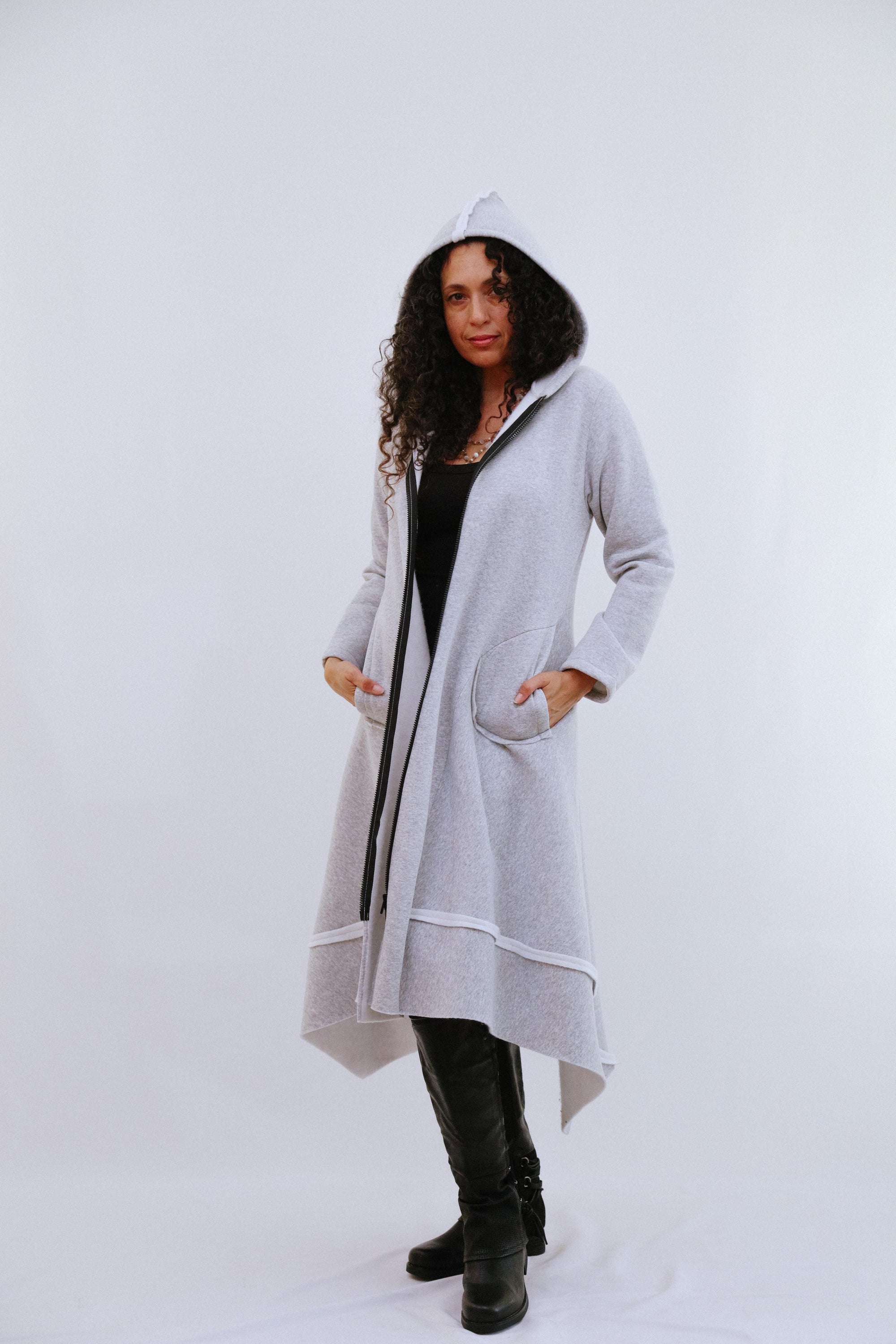 Zip Long Coat in Heater_Front
