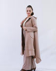 Zip Long Coat in Sand_Side
