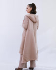 Zip Long Coat in Sand_Back