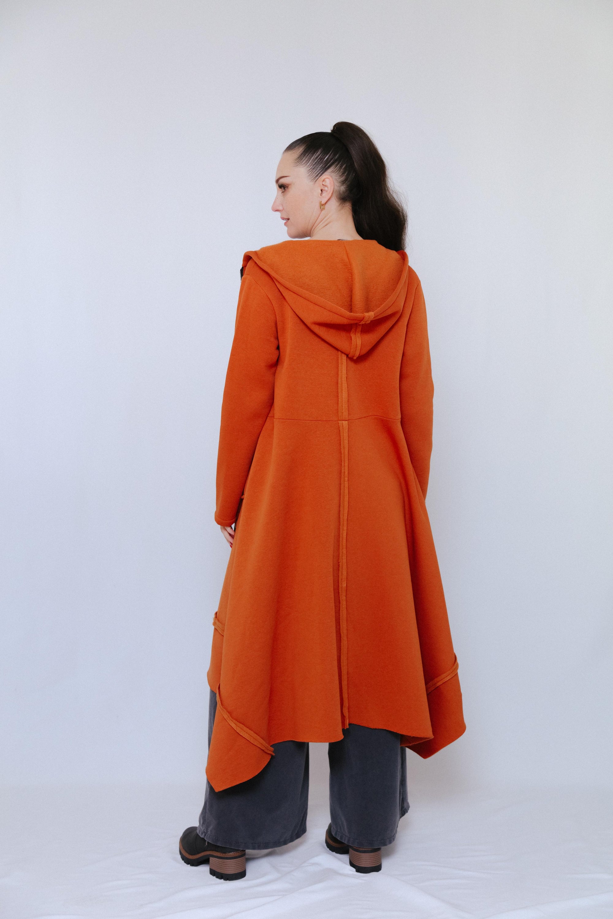 Zip Long Coat in Terra_Back