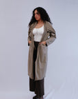 Loop Scarf Jacket in Taupe_Front