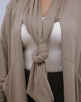 Loop Scarf Jacket in Taupe_Scarf Detail