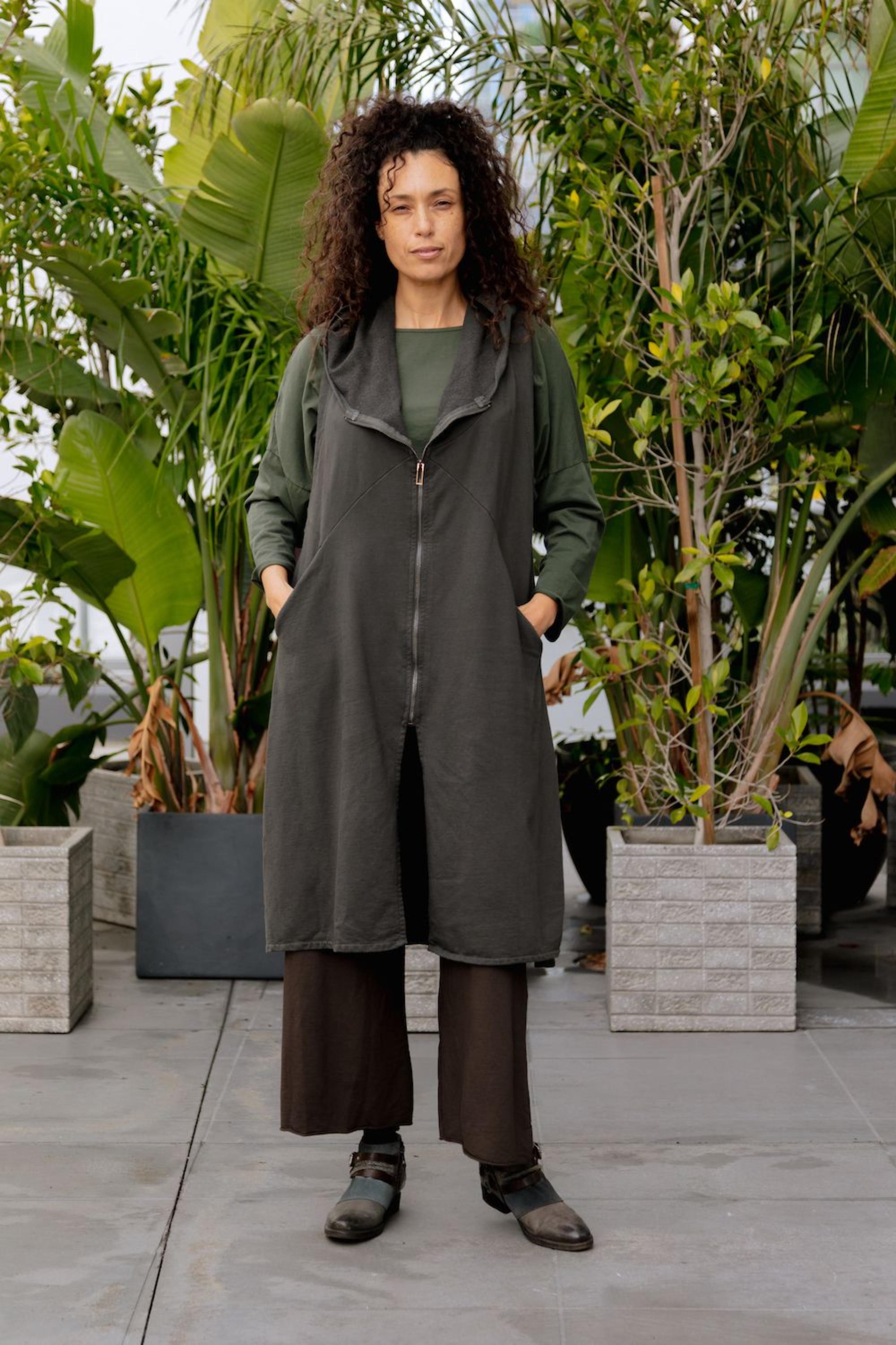 Hoody Dress in Charcoal_Front