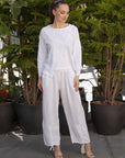 Drawstring Cuff Pants in white
