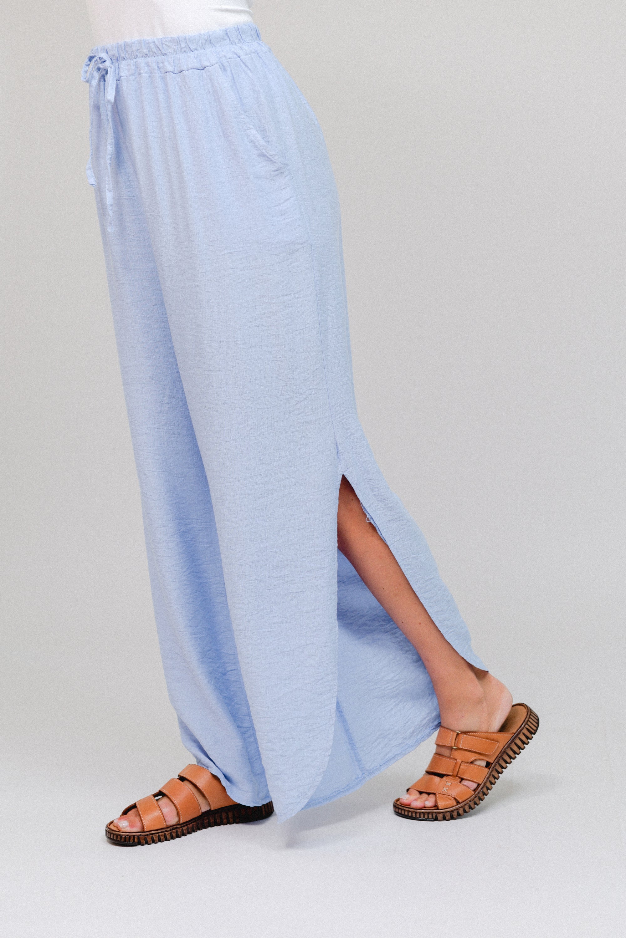 Curve Hem Track Pants Blue Side