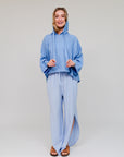 Curve Hem Track Pants Blue Front